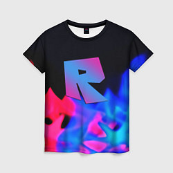 Женская футболка Roblox neon flame