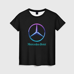 Футболка женская Mercedes neon logo, цвет: 3D-принт