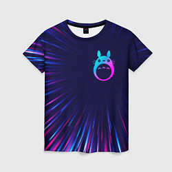 Женская футболка Totoro neon blast lines