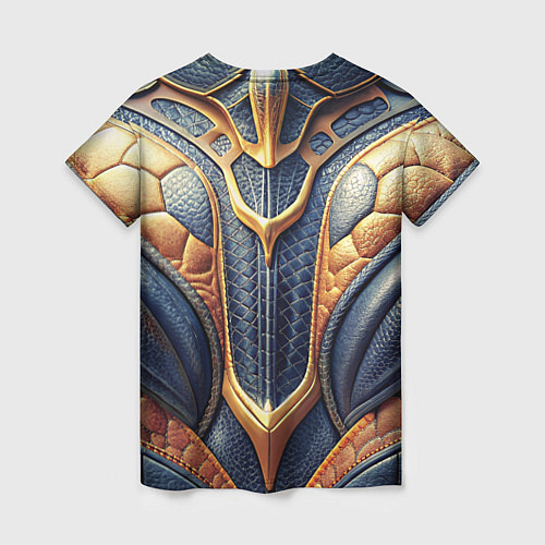 Женская футболка Темная кожаная броня с желтой оплеткой / 3D-принт – фото 2