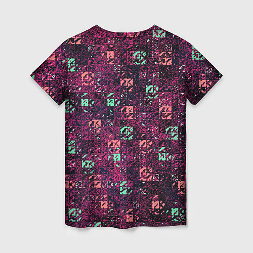 Женская футболка Тёмный пурпурный текстурированный кубики / 3D-принт – фото 2