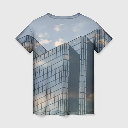 Женская футболка Городское небо и зеркальная многоэтажка / 3D-принт – фото 2