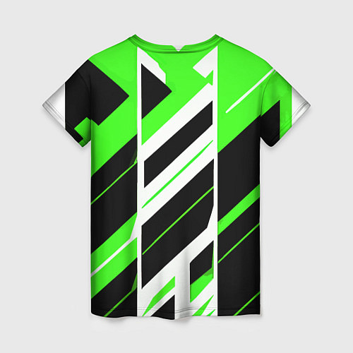 Женская футболка Black and green stripes on a white background / 3D-принт – фото 2