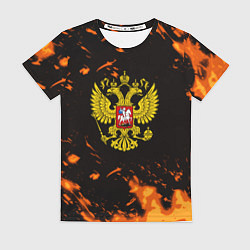 Женская футболка Россия огненные краски