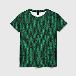 Футболка женская Чёрно-зелёный волнистая текстура, цвет: 3D-принт