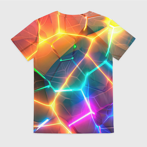 Женская футболка Яркий градиент в разломленных плитах с желтым свет / 3D-принт – фото 2