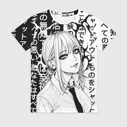 Женская футболка Макима аниме черно белое