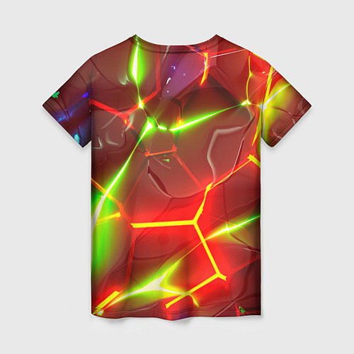 Женская футболка Неоновые красные плиты с ярким светом / 3D-принт – фото 2