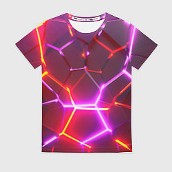 Женская футболка Красные плиты с фиолетовым свечением