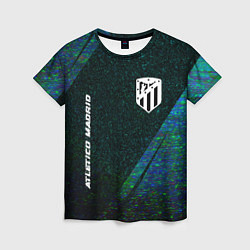 Женская футболка Atletico Madrid glitch blue