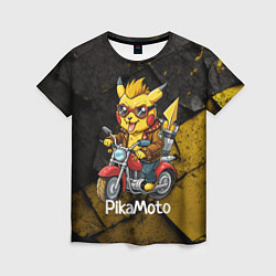 Женская футболка Пикачу мотоциклист