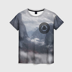 Футболка женская Место силы и символ валькнут на груди, цвет: 3D-принт