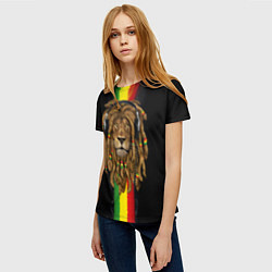 Футболка женская Лев с дредами в наушниках, цвет: 3D-принт — фото 2