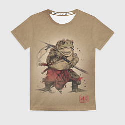 Женская футболка Жаба самурай - каллиграфия