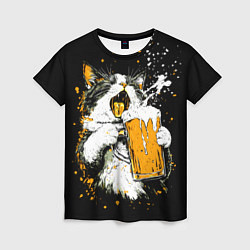 Футболка женская Кот поет под пиво, цвет: 3D-принт