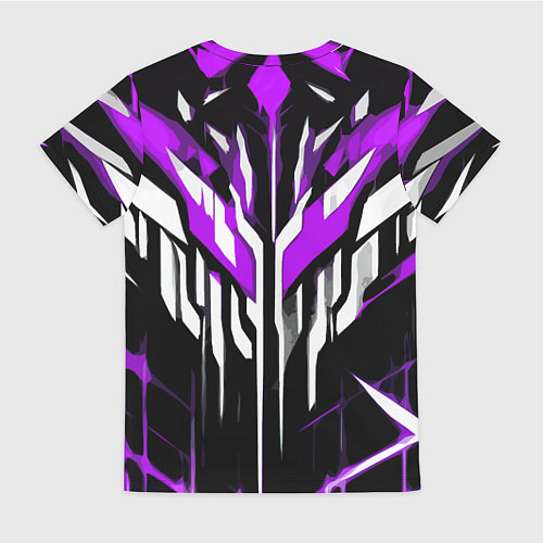 Женская футболка Purple and white abstraction on a black background / 3D-принт – фото 2