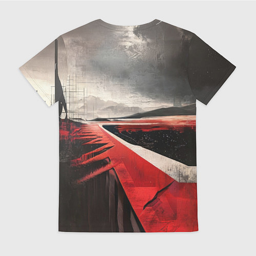 Женская футболка Футуристичный пейзаж в ретро стиле / 3D-принт – фото 2