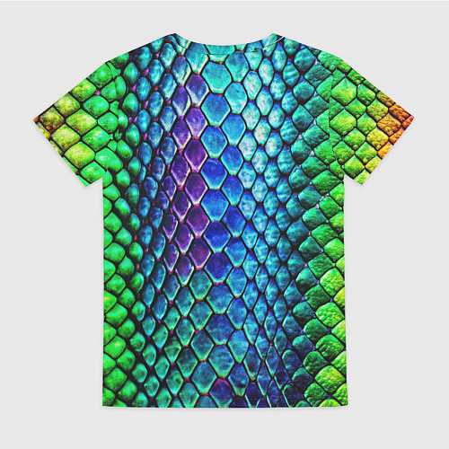 Женская футболка Радужная кожа змеи / 3D-принт – фото 2