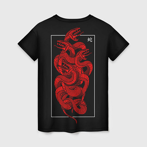 Женская футболка Красные змеи / 3D-принт – фото 2