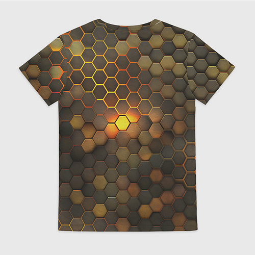 Женская футболка Светящиеся коричневый соты - тепловая энергия / 3D-принт – фото 2