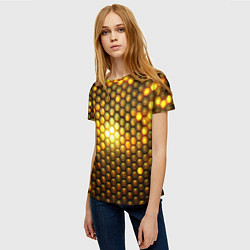 Футболка женская Металлические соты - роскошный блеск золота, цвет: 3D-принт — фото 2
