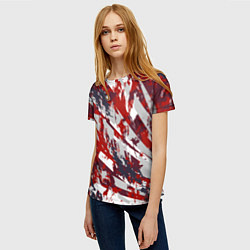 Футболка женская Геометрическая абстракция линии на красном, цвет: 3D-принт — фото 2