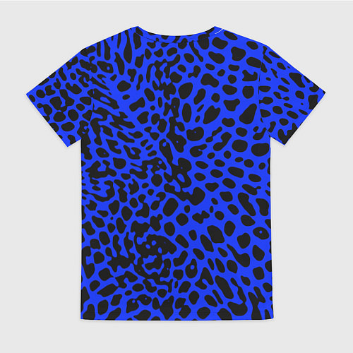 Женская футболка Ярко-синий с чёрными пятнами / 3D-принт – фото 2