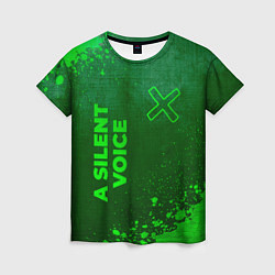 Женская футболка A Silent Voice - green gradient вертикально