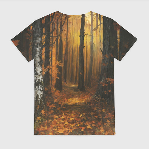 Женская футболка Воин в осеннем лесу / 3D-принт – фото 2