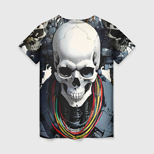 Женская футболка Cool cyber skull - ai art fantasy / 3D-принт – фото 2