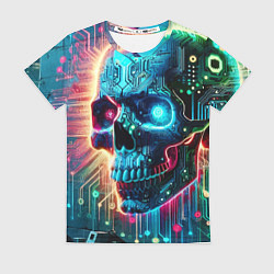 Женская футболка Cool cyber skull - neon glow