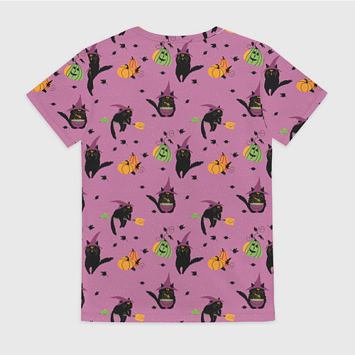 Женская футболка Хэллоуин и кот ведьмы / 3D-принт – фото 2