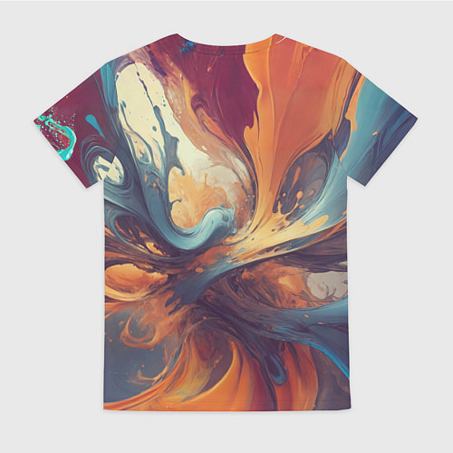 Женская футболка Акриловая абстракция в стиле Vallejo / 3D-принт – фото 2