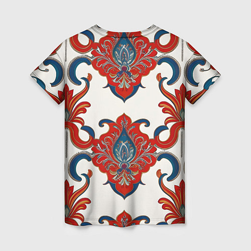 Женская футболка Узор красно-синий на белом фоне / 3D-принт – фото 2