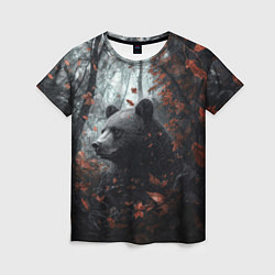 Женская футболка Медведь в пасмурном лесу