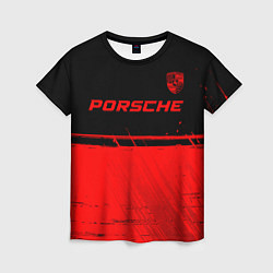 Футболка женская Porsche - red gradient посередине, цвет: 3D-принт