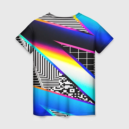 Женская футболка Neon stripes geometry / 3D-принт – фото 2