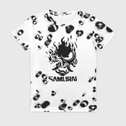 Женская футболка Samurai черные краски текстура