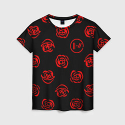 Женская футболка Twenty one pilots rose pattern