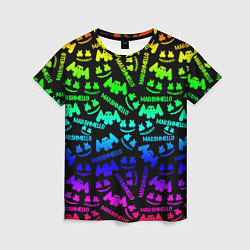 Женская футболка Marshmello neon steel pattern