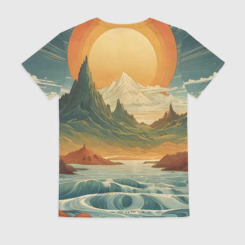Женская футболка В теплых горах на закате / 3D-принт – фото 2