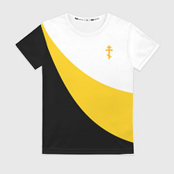 Футболка женская Мы русские с нами Бог малый желтый крест Николай I, цвет: 3D-принт