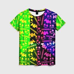 Женская футболка Marshmello pattern neon steel