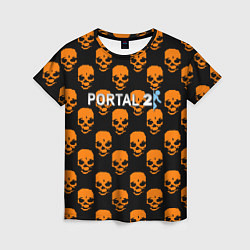 Женская футболка Portal skull pattern