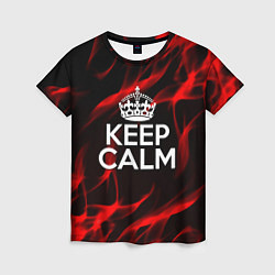 Женская футболка Keep calm flame red