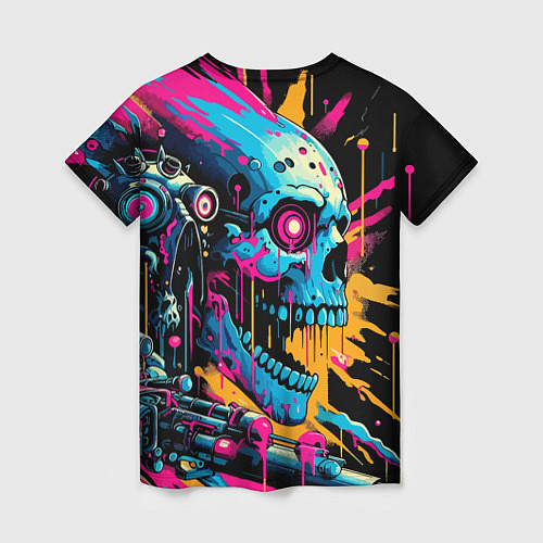 Женская футболка Cool cyber skull - ai art / 3D-принт – фото 2