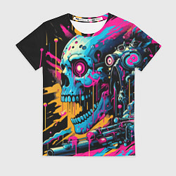 Женская футболка Cool cyber skull - ai art