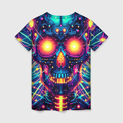 Женская футболка Neon skull - ai art fantasy / 3D-принт – фото 2