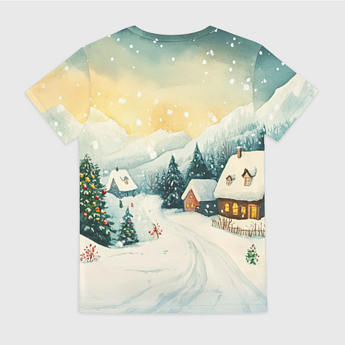 Женская футболка Праздничная деревушка / 3D-принт – фото 2