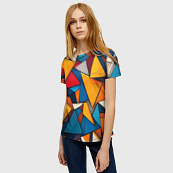 Футболка женская Разноцветные треугольники, цвет: 3D-принт — фото 2